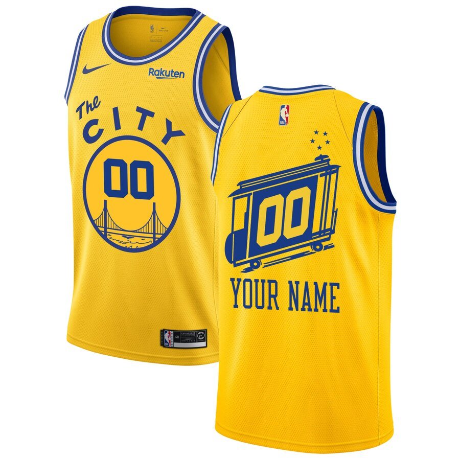 Баскетбольная джерси 2019-20 Warriors Hardwood Classics Custom Swingman Gold The City Classic Edition