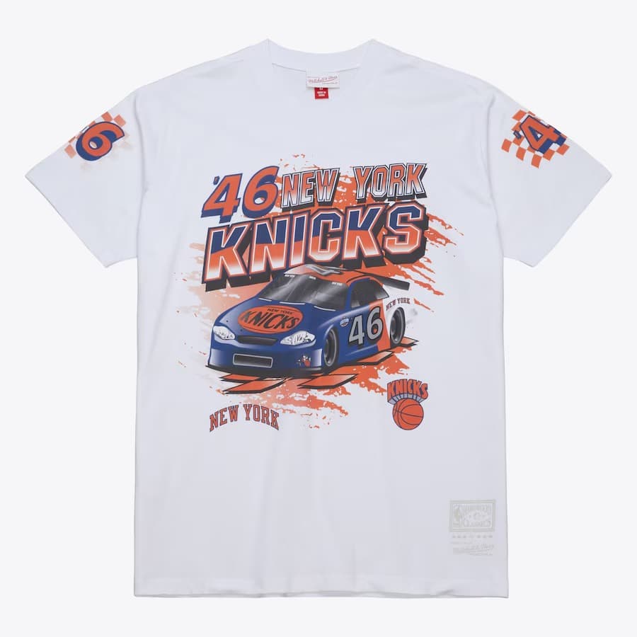 Футболка Mitchell & Ness White New York Knicks Speedway T-Shirt