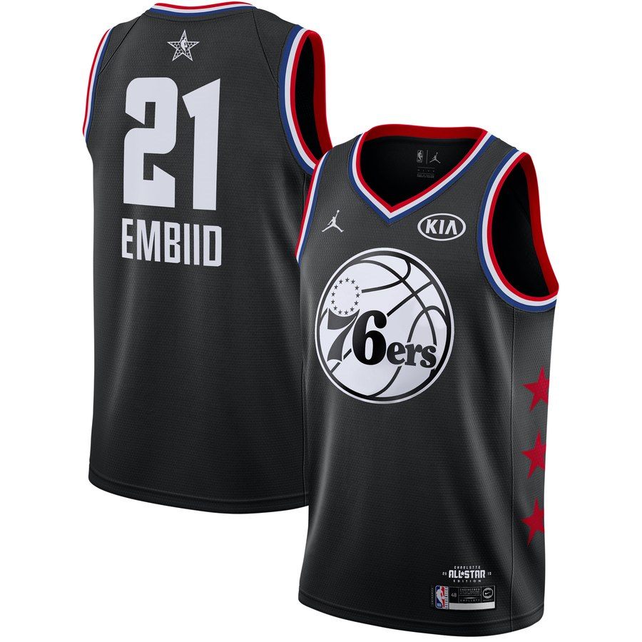 Баскетбольная джерси 2019 NBA All-Star 76ers Joel Embiid #21 Black Swingman Jersey