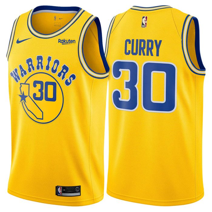 Баскетбольная джерси 2018-19 Stephen Curry Warriors #30 Hardwood Classics Gold