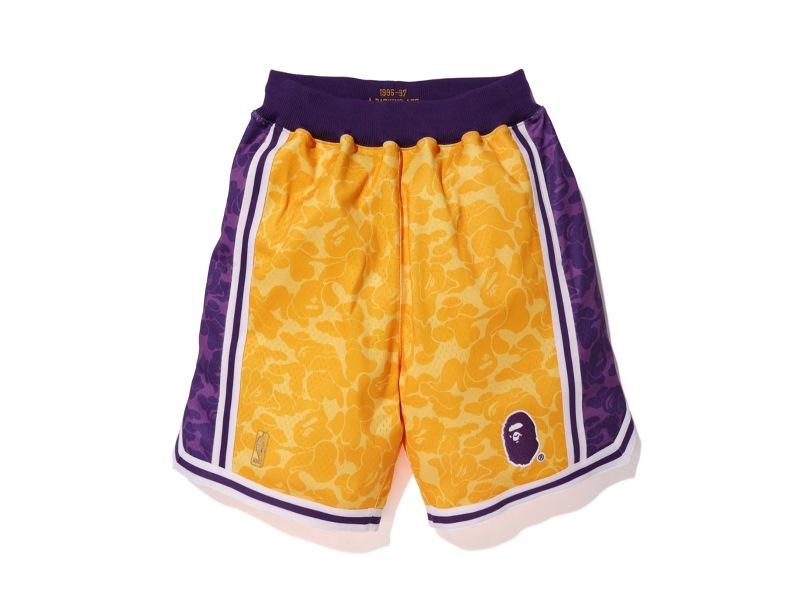 Спортивные шорты Bape x Mitchell & Ness Lakers ABC Basketball Shorts Yellow