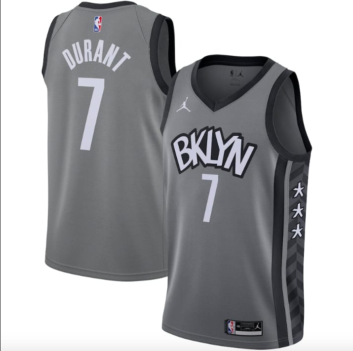 Баскетбольная джерси 2020-21 Brooklyn Nets #7 Kevin Durant Statement Gray Jersey
