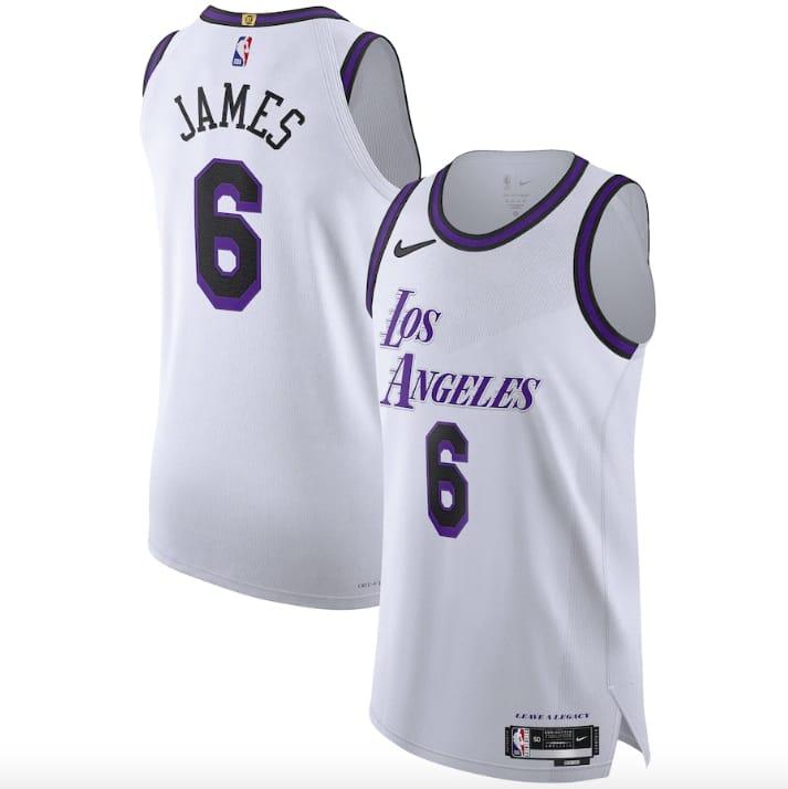 Баскетбольная джерси 2022-23 LA Lakers #6 LeBron James Authentic City White Jersey