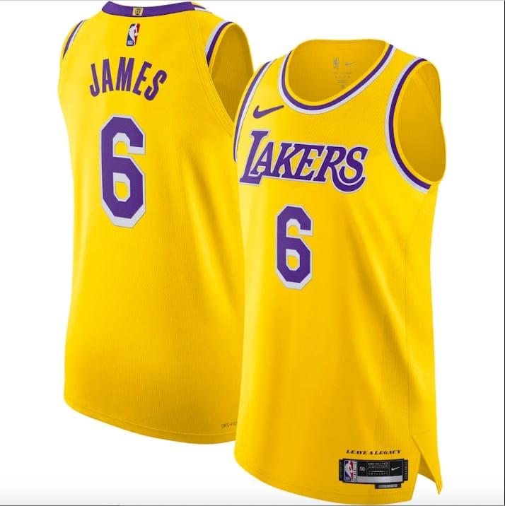 Баскетбольная джерси 2022-23 LA Lakers #6 LeBron James Authentic Icon Gold Jersey