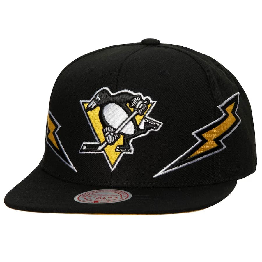Бейсболка Mitchell & Ness Black Pittsburgh Penguins Vintage Double Trouble Snapback Hat
