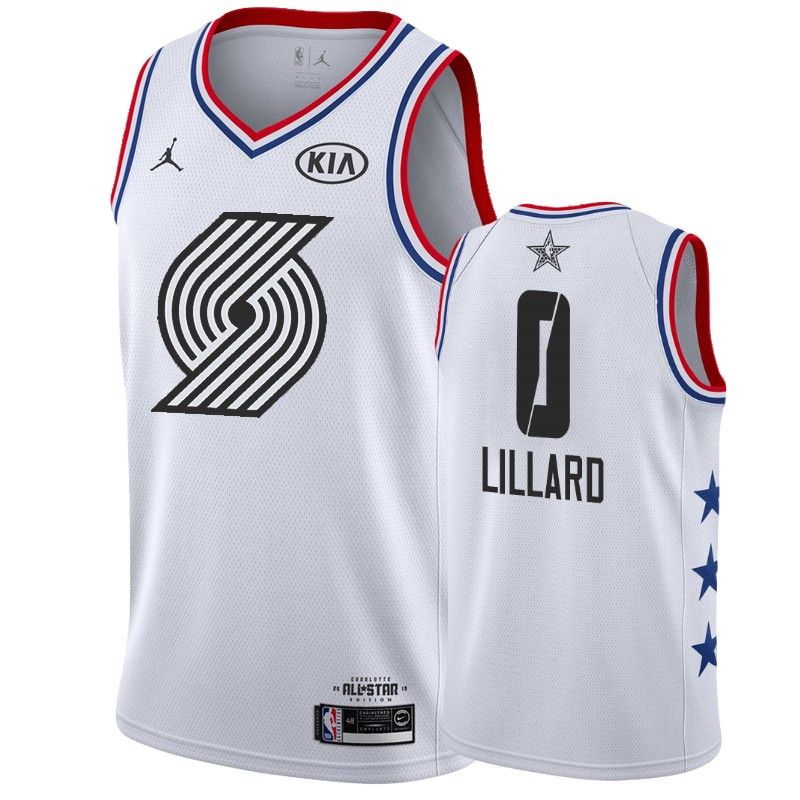 Баскетбольная джерси 2019 NBA All-Star Damian Lillard Blazers #0 White Swingman Jersey