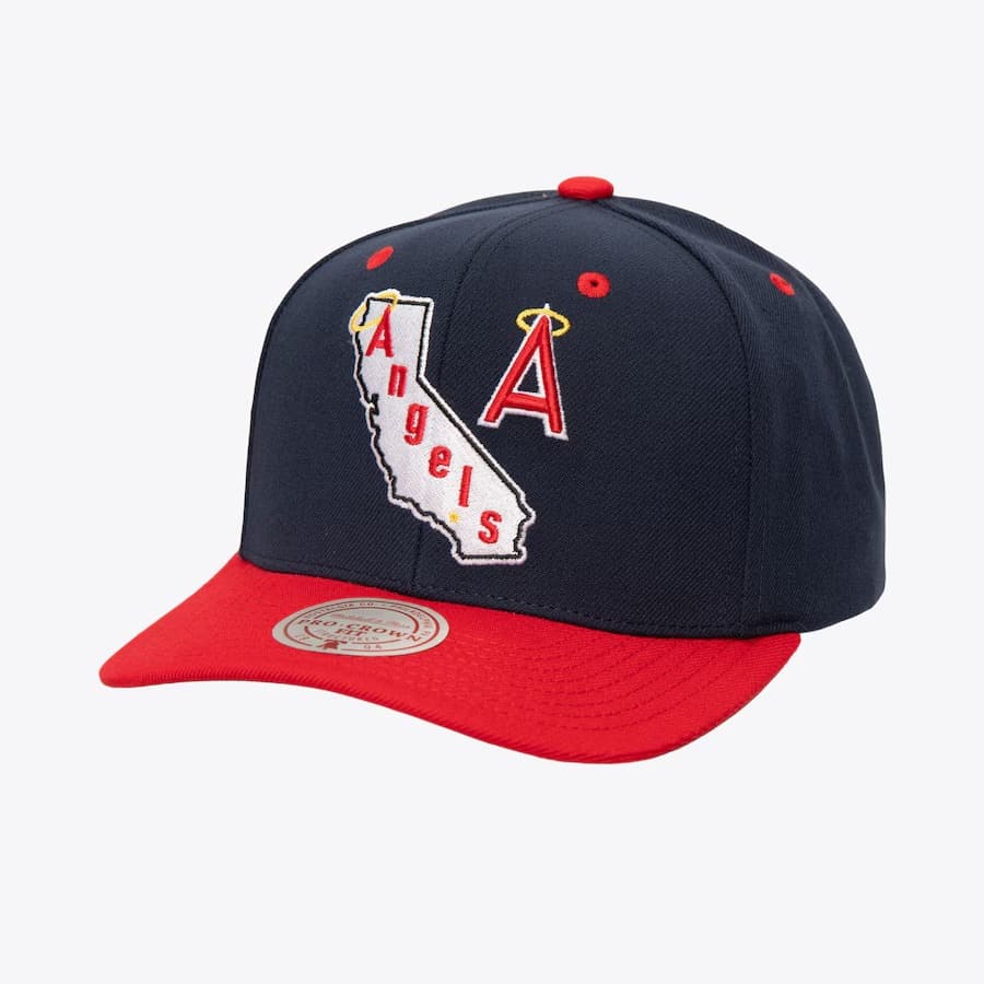 Бейсболка Mitchell & Ness Navy California Angels Cooperstown Collection All In 2.0 Pro Crown Snapback Hat