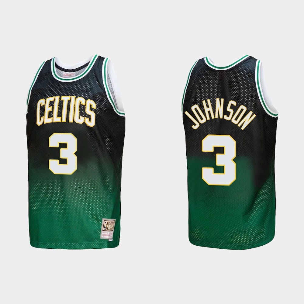 Баскетбольная джерси Boston Celtics #3 Dennis Johnson Fadeaway Green Black Limited Jersey