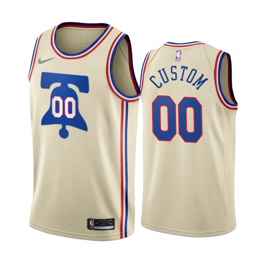 Баскетбольная джерси 2020-21 Philadelphia 76ers #00 Custom Earned Edition Cream Swingman Jersey