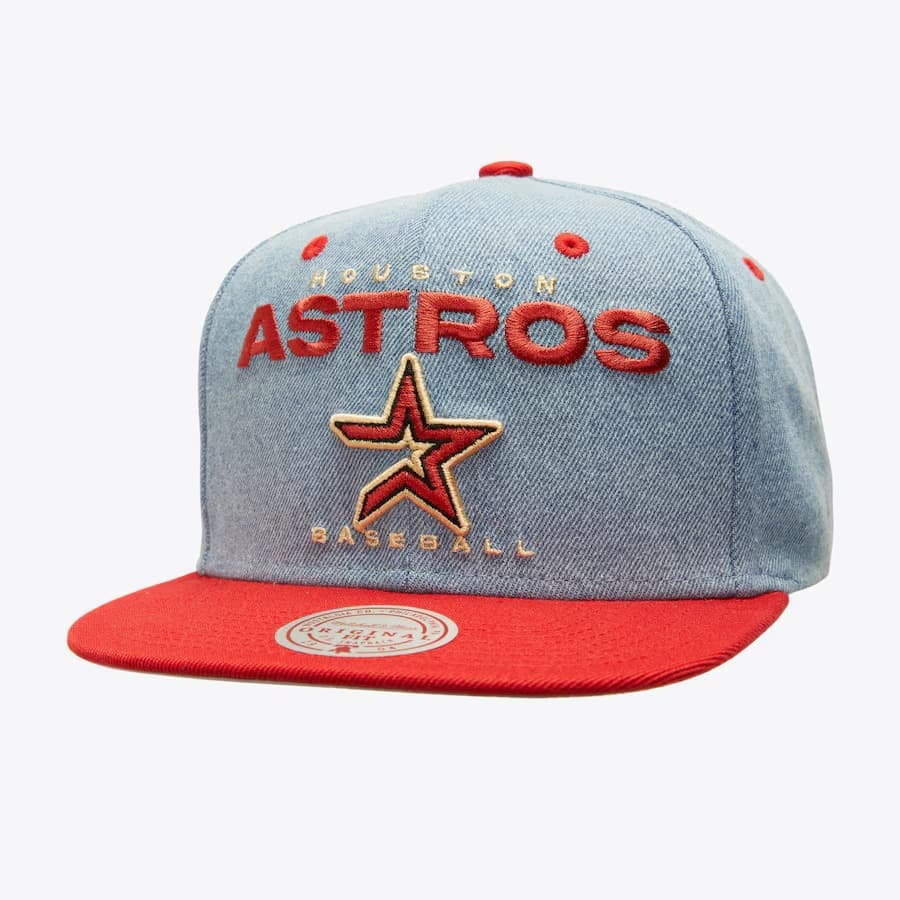 Бейсболка Mitchell & Ness Light Blue Houston Astros Cooperstown Collection D-Stressed Snapback Hat