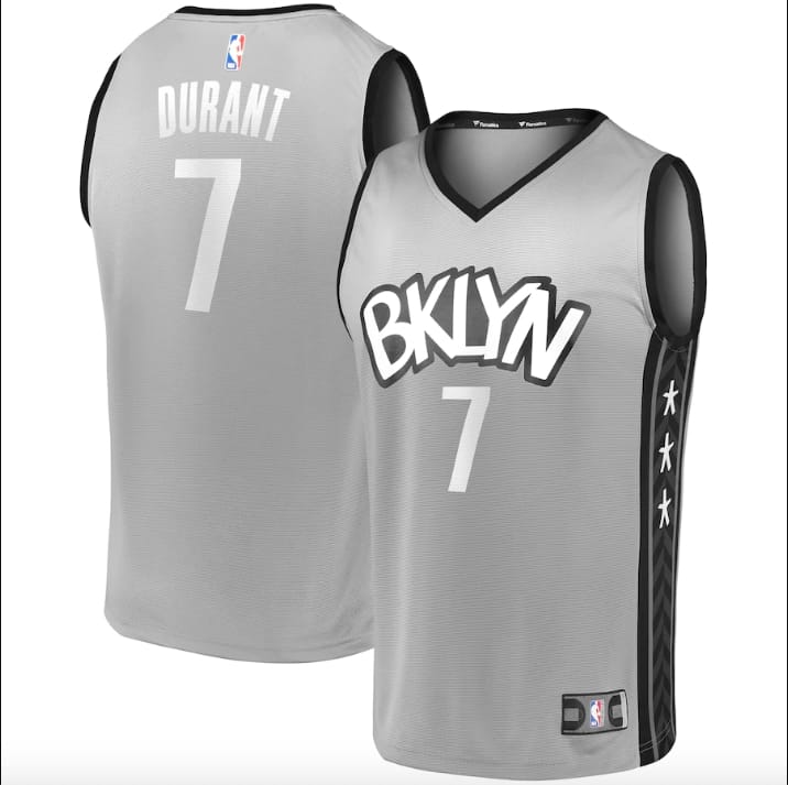 Баскетбольная джерси Brooklyn Nets #7 Kevin Durant  2019 Fast Break Statement Charcoal Jersey