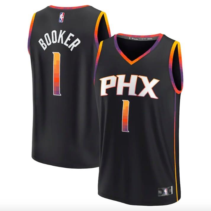 Баскетбольная джерси 2022-23 Phoenix Suns #1 Devin Booker Fast Break Statement Black Jersey