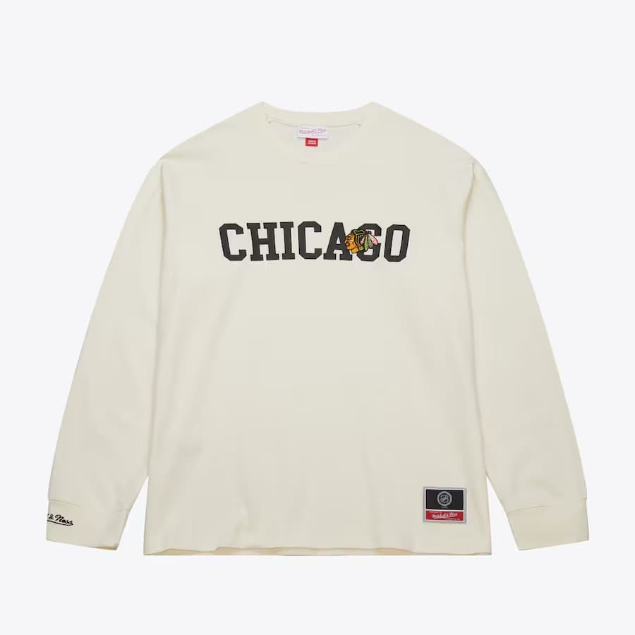 Лонгслив Mitchell & Ness Cream Chicago Blackhawks Sswagger Thermal Long Sleeve T-Shirt