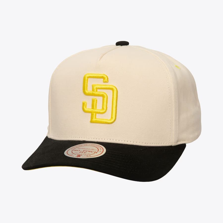 Бейсболка Mitchell & Ness Cream San Diego Padres Overspray Pro Crown Snapback Hat