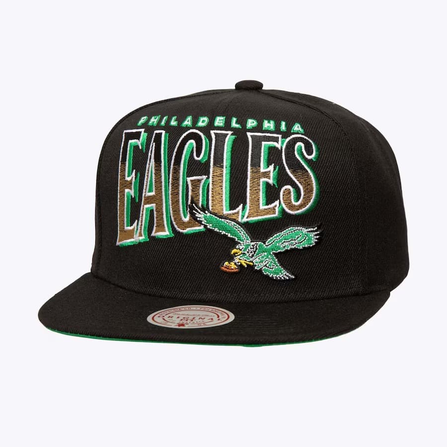 Бейсболка Mitchell & Ness Black Philadelphia Eagles Line Work OG Snapback Hat