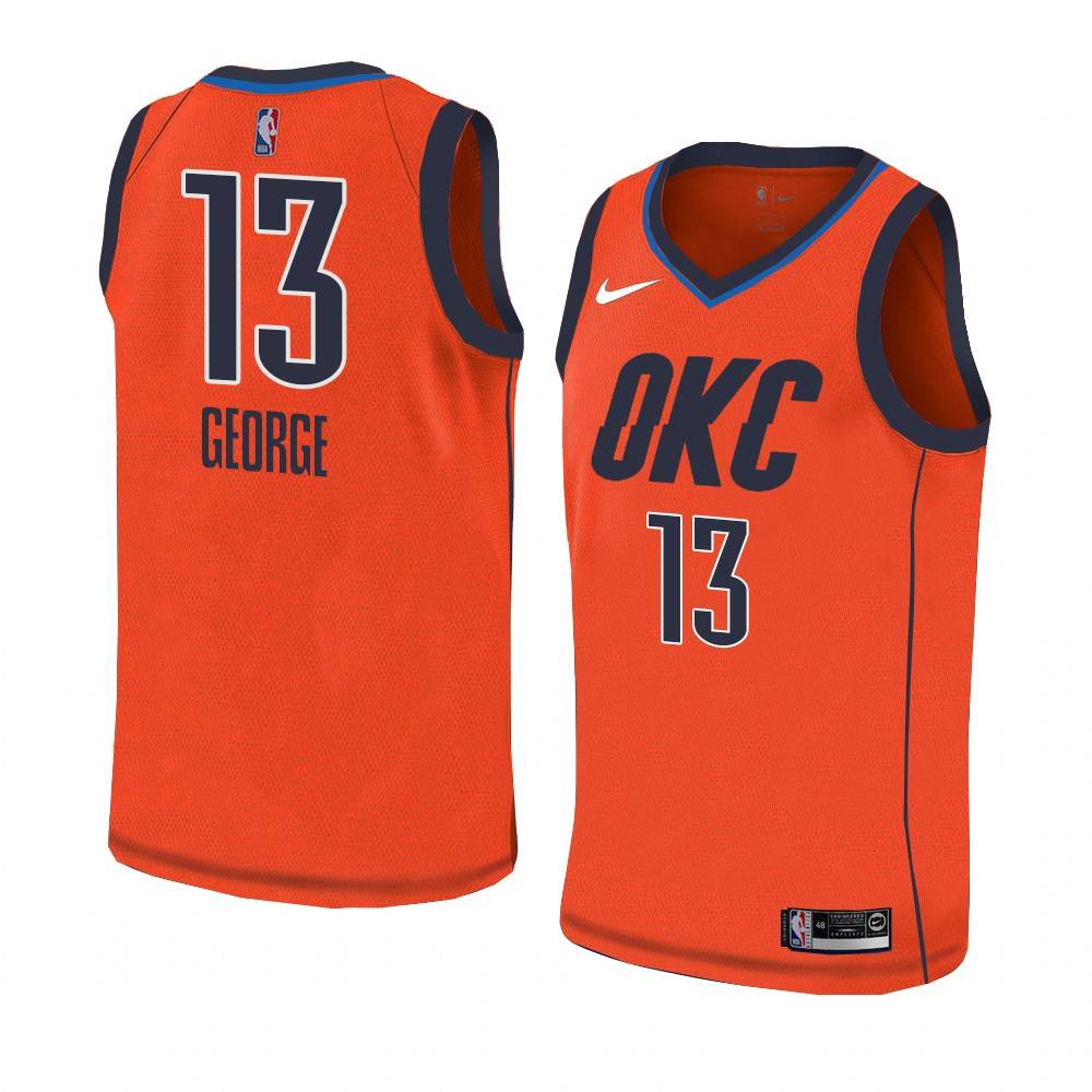 Баскетбольная джерси 2018-19 Paul George Thunder #13 Earned Orange
