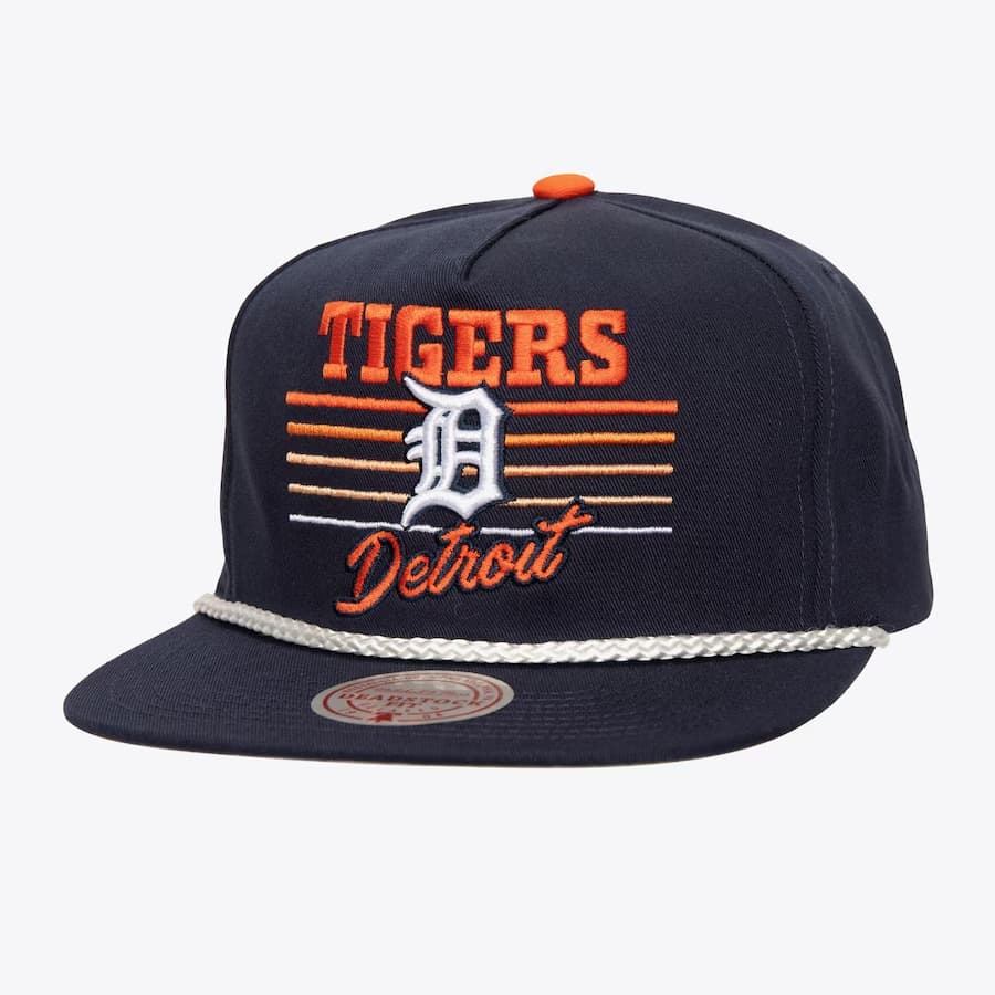 Бейсболка Mitchell & Ness Navy Detroit Tigers Radiant Lines Deadstock Snapback Hat