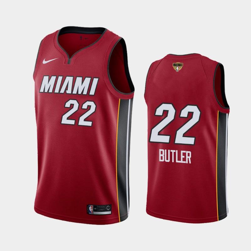 Баскетбольная джерси 2020 NBA Finals Bound Miami Heat Jimmy Butler #22 Red Social Justice Statement