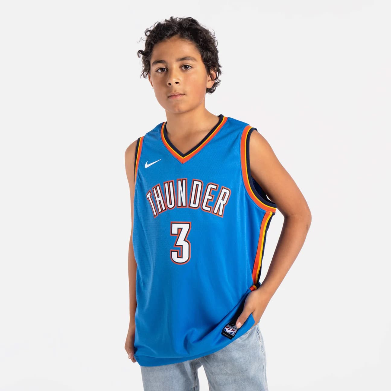 Баскетбольная джерси 2021-22 Oklahoma City Thunder Josh Giddey #3 Youth Swingman Icon Edition Blue Jersey