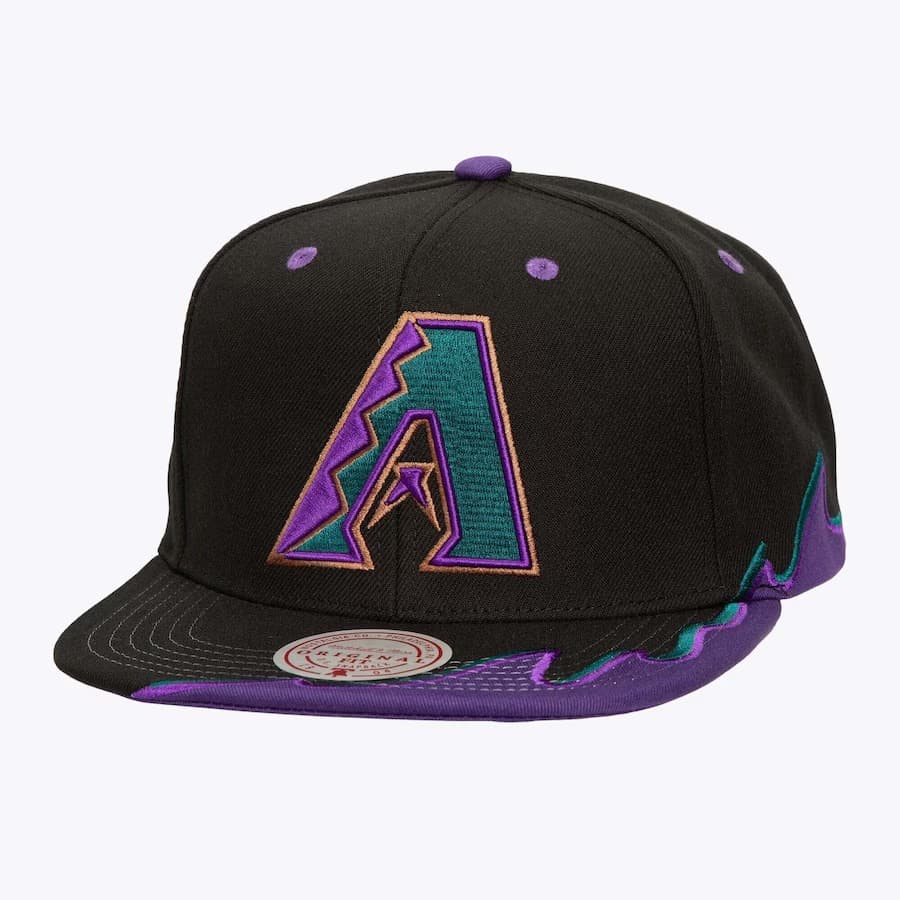Бейсболка Mitchell & Ness Black Arizona Diamondbacks Cooperstown Collection Rising Tide OG Snapback Hat