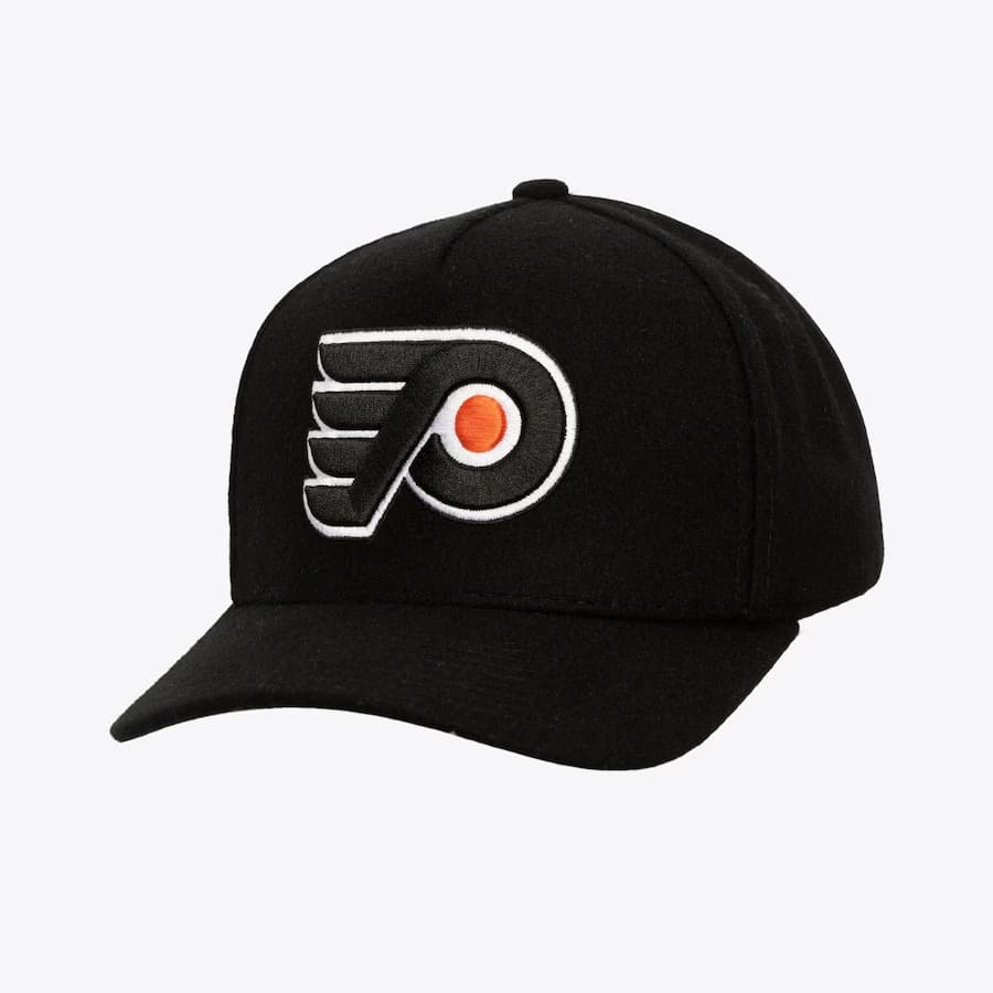 Бейсболка Mitchell & Ness Black Philadelphia Flyers Kicking Wool Pro Adjustable Hat