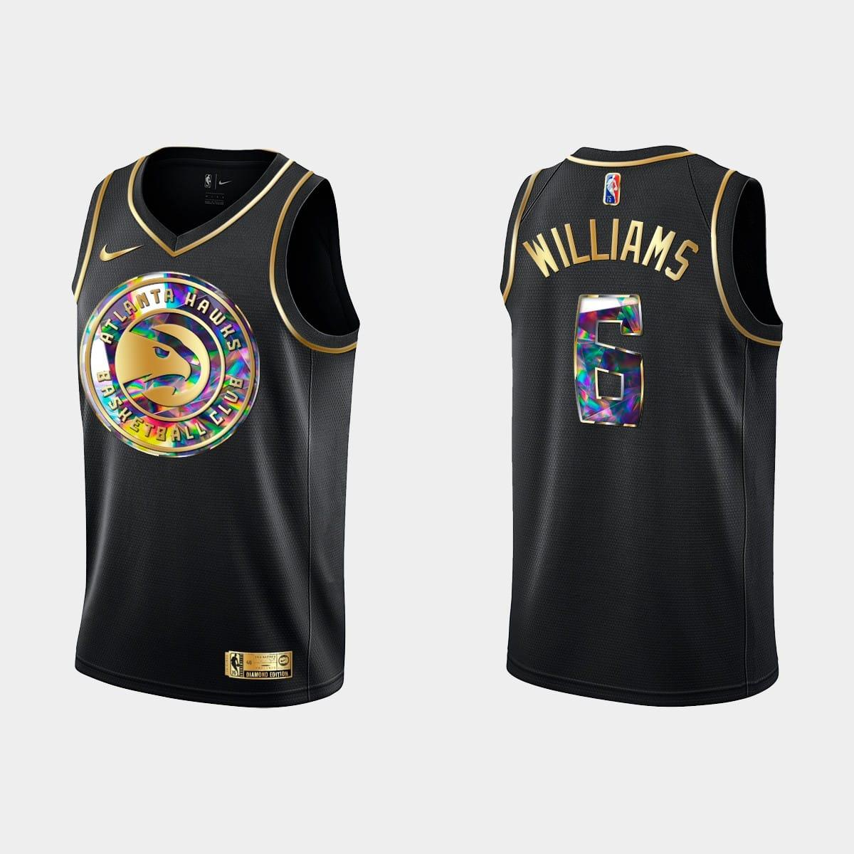 Баскетбольная джерси 2021/22 Atlanta Hawks #6 Lou Williams Nike Golden Edition Diamond Logo Black Jersey