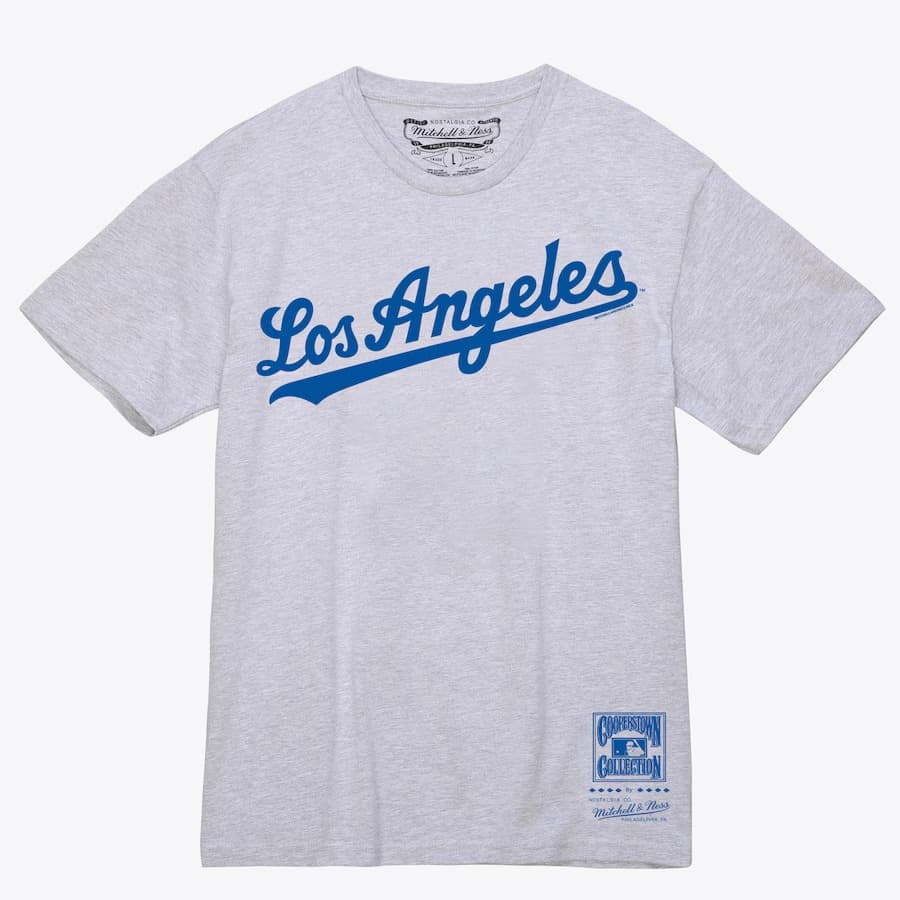 Футболка Mitchell & Ness Gray Los Angeles Dodgers Wordmark T-Shirt