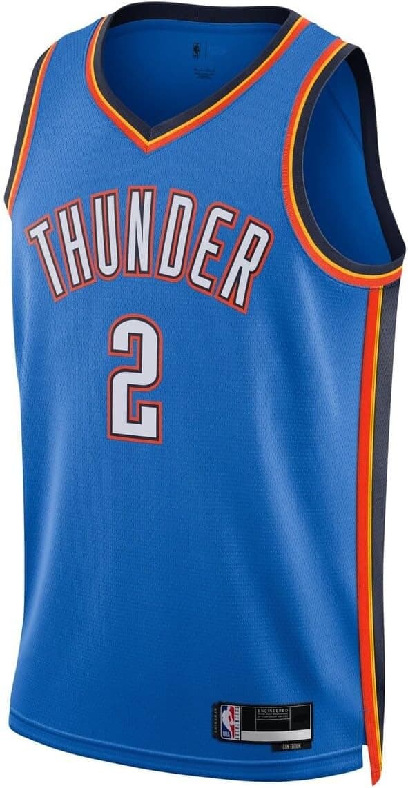 Баскетбольная джерси 2023-24 Oklahoma City Thunder Shai Gilgeous-Alexander #2 Youth Icon Edition Swingman Blue Jersey