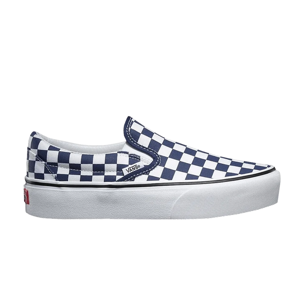 Кеды Vans Classic Slip-On Platform 'Checkerboard - Medieval Blue'