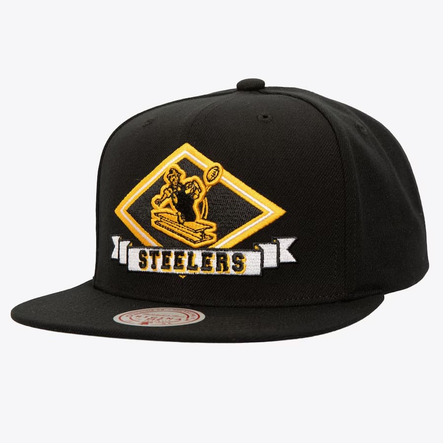 Бейсболка Mitchell & Ness Black Pittsburgh Steelers Diamonds Up Snapback Hat