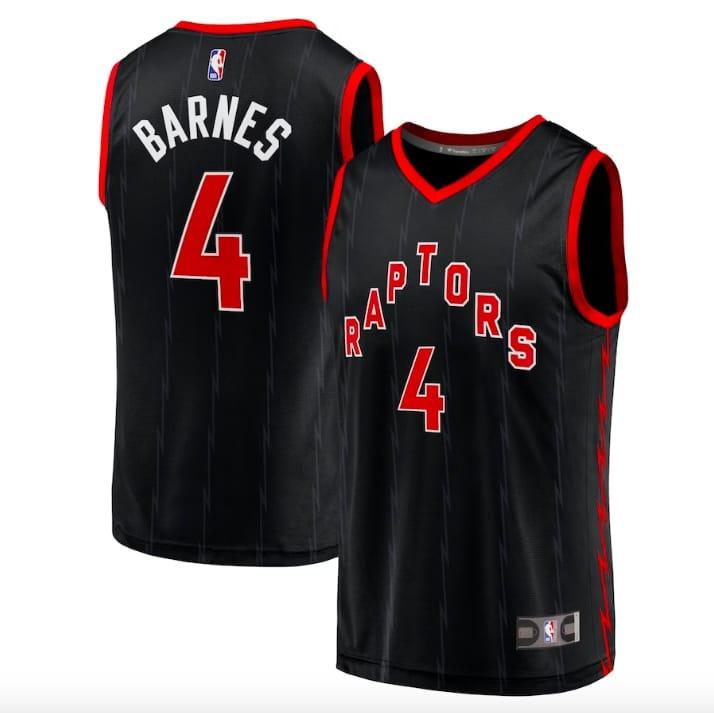 Баскетбольная джерси 2022-23 Toronto Raptors #4 Scottie Barnes Fast Break Statement Black Jersey