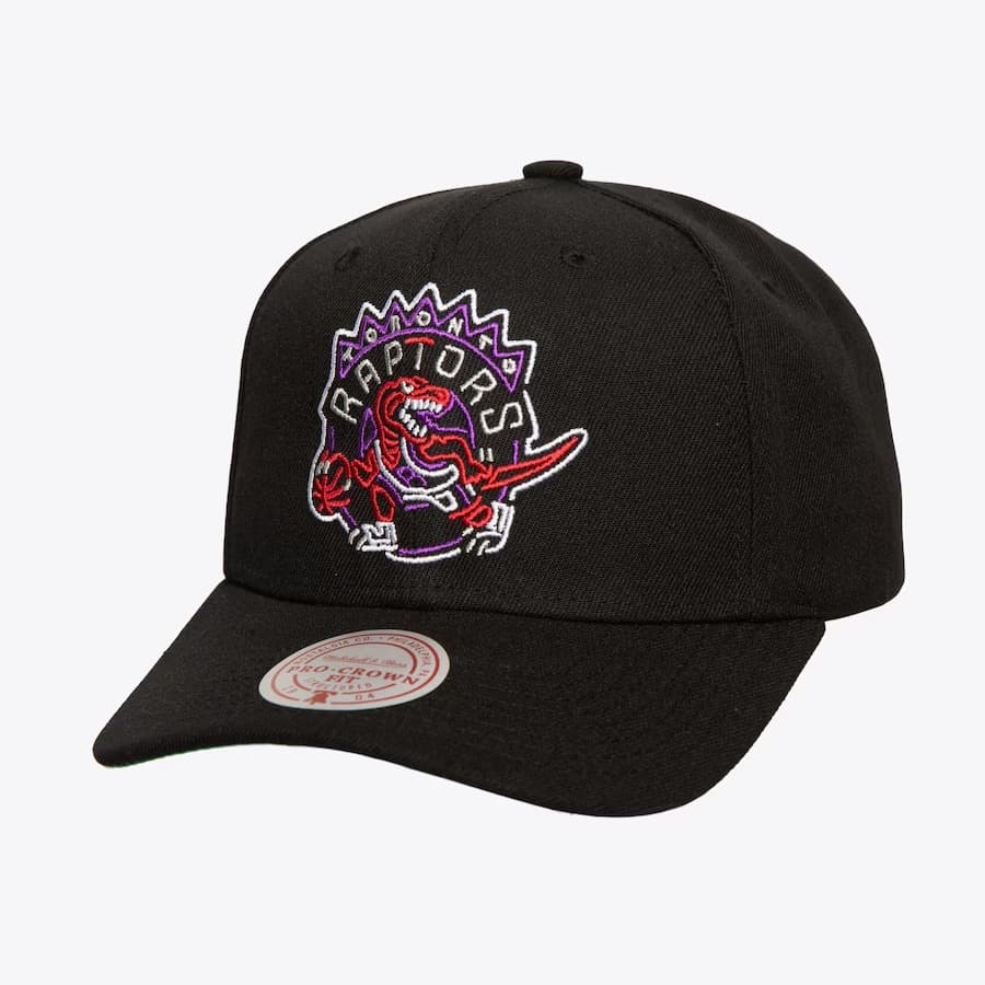 Бейсболка Mitchell & Ness Black Toronto Raptors Hardwood Classics Neon Logo Pro Crown Snapback Hat