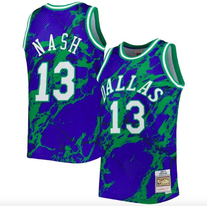 Баскетбольная джерси 1998-99 Dallas Mavericks #13 Steve Nash Mitchell & Ness Marble Blue Jersey