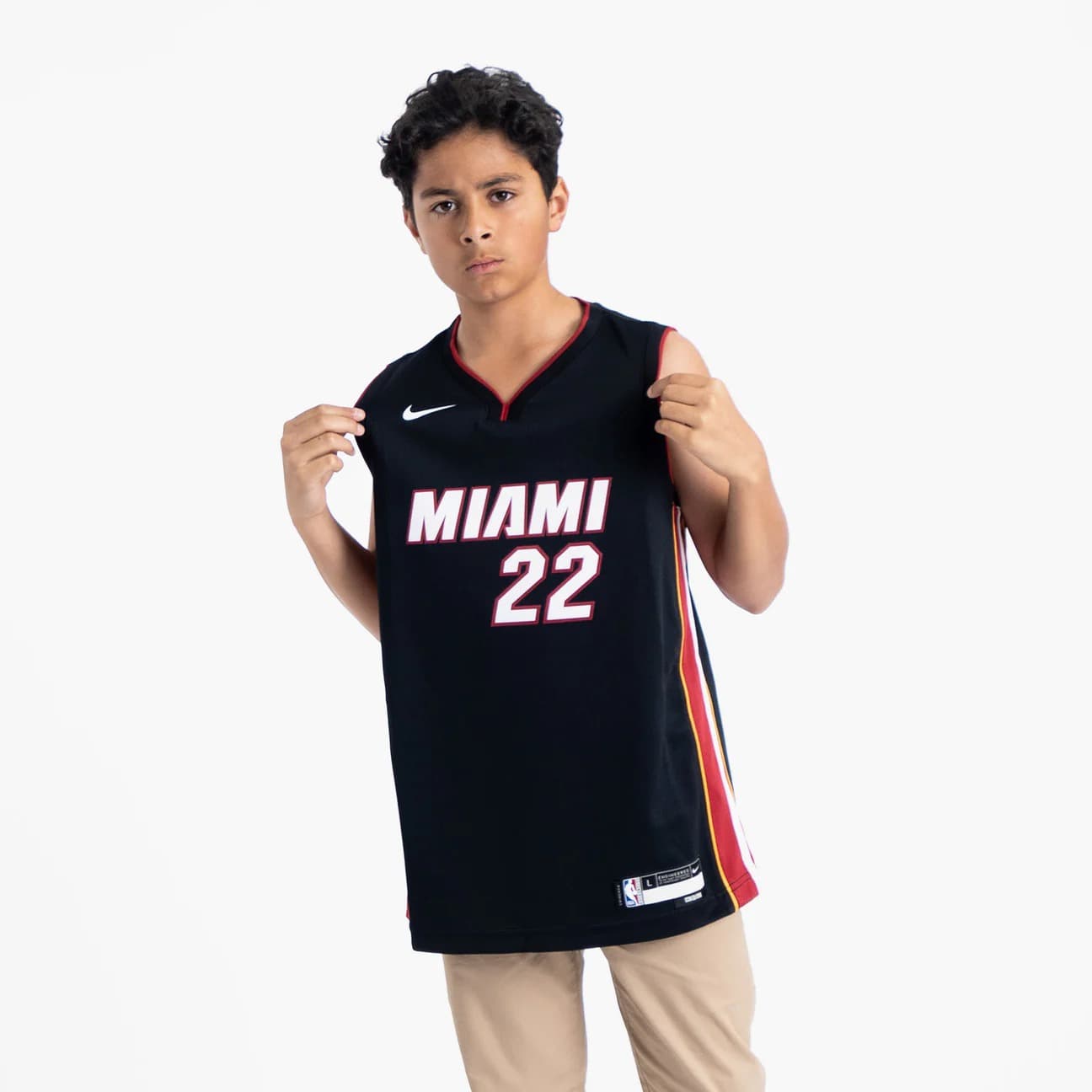 Баскетбольная джерси 2022-23 Miami Heat Jimmy Butler #22 Youth Swingman Icon Edition Black Jersey