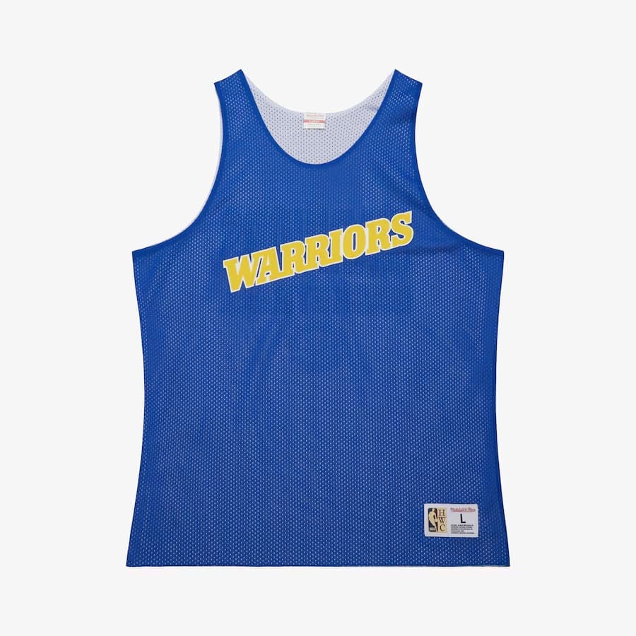 Майка Mitchell & Ness Royal Golden State Warriors Vintage Logo Mesh Practice Tank Top