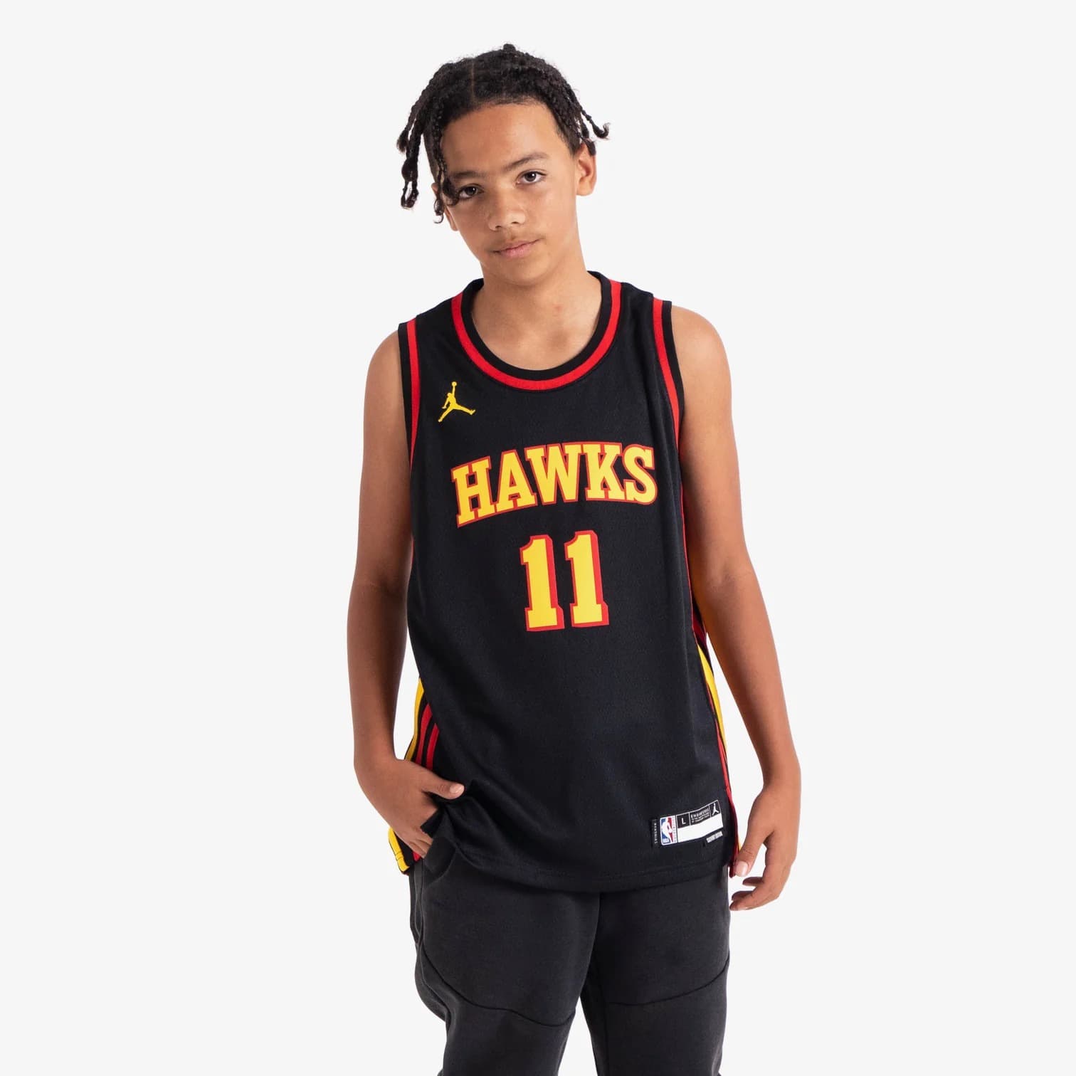 Баскетбольная джерси 2022-23 Atlanta Hawks Trae Young #11 Youth Swingman Statement Edition Black Jersey