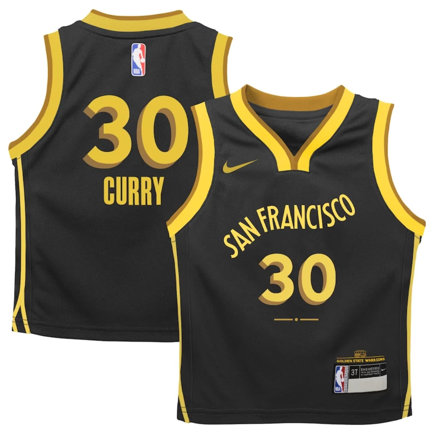 Баскетбольная джерси 2023-24 Golden State Warriors Stephen Curry #30 Boys City Edition Black Jersey