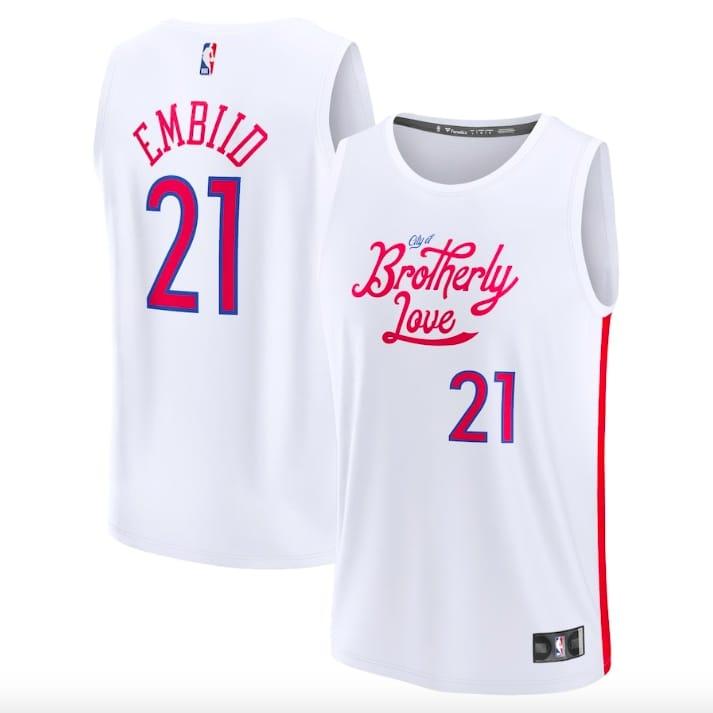 Баскетбольная джерси 2022-23 Philadelphia 76ers #21 Joel Embiid Fast Break City White Jersey