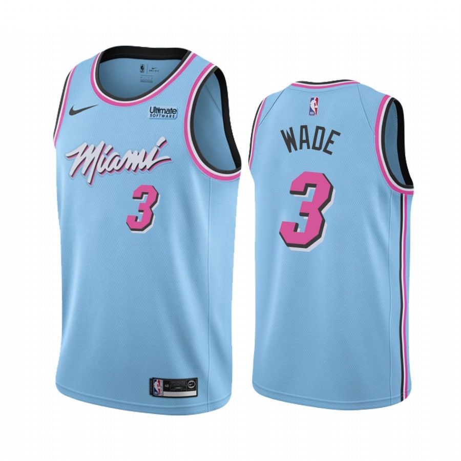 Баскетбольная джерси 2019-20 Miami Heat Dwyane Wade #3 Blue Vice Night City Edition