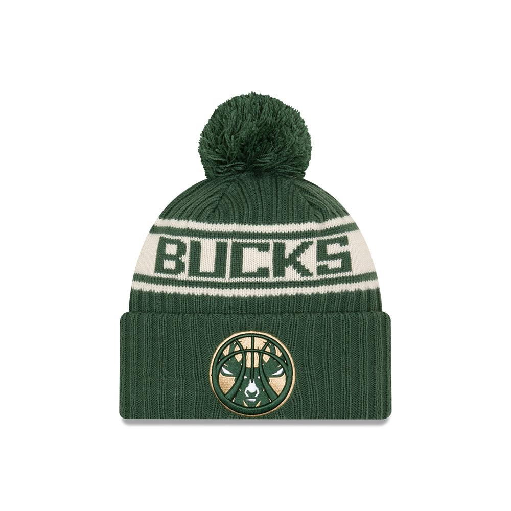 Шапка New Era Milwaukee Bucks 2021 Draft Edition Pom Knit NBA Beanie