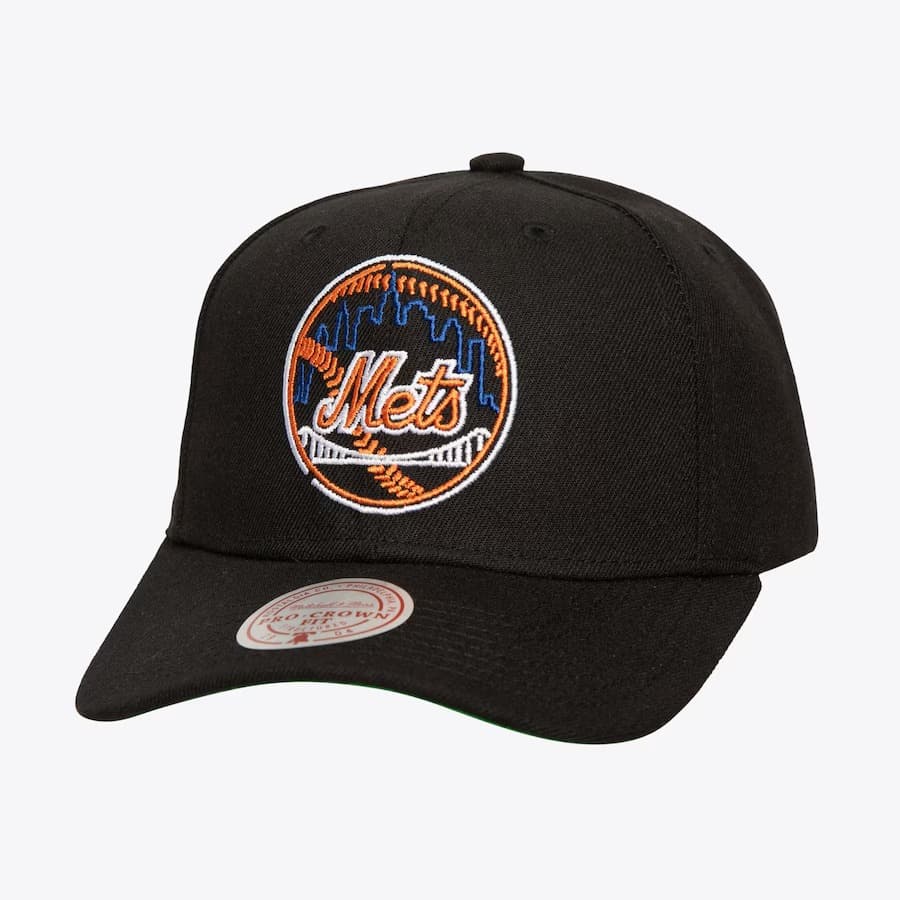 Бейсболка Mitchell & Ness Black New York Mets Neon Logo Pro Crown Snapback Hat