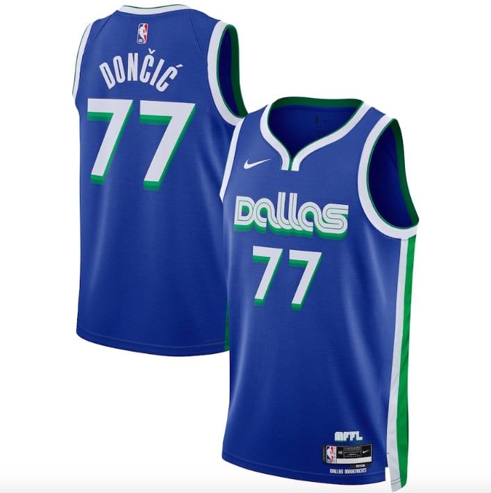 Баскетбольная джерси 2022-23 Dallas Mavericks #77 Luka Doncic Nike City Blue Jersey