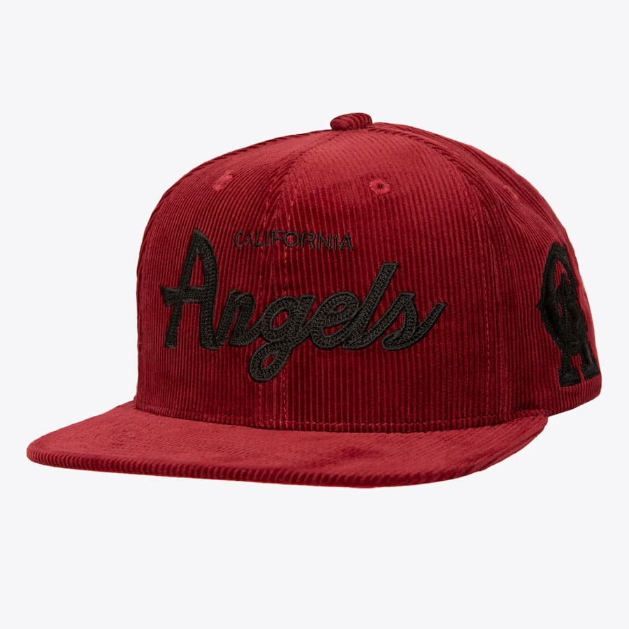 Бейсболка Mitchell & Ness Red California Angels Cooperstown Collection Corduroy Snapback Hat