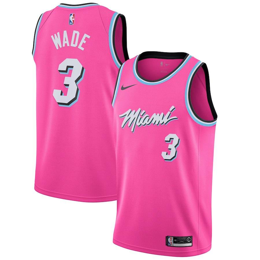 Баскетбольная джерси 2018-19 Dwyane Wade Miami Heat #3 Earned Pink