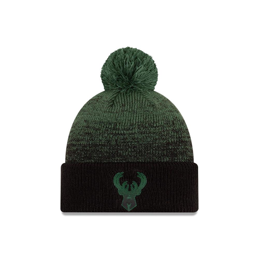 Шапка New Era Milwaukee Bucks Back Half Edition Pom Knit NBA Beanie