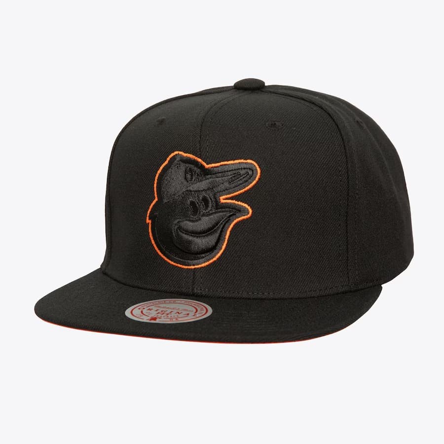 Бейсболка Mitchell & Ness Black Baltimore Orioles Logo Eclipse OG Snapback Hat