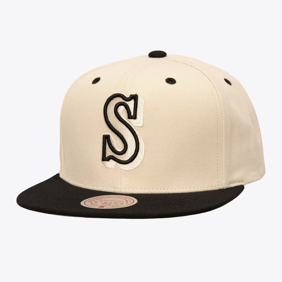 Бейсболка Mitchell & Ness Off White Seattle Mariners Cooperstown Collection Snapback Hat