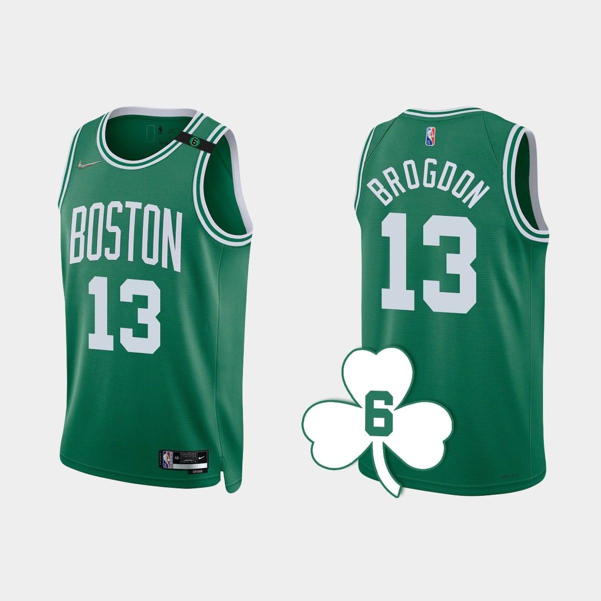 Баскетбольная джерси 2022-23 Boston Celtics #13 Malcolm Brogdon Kelly Green Retired Number Jersey