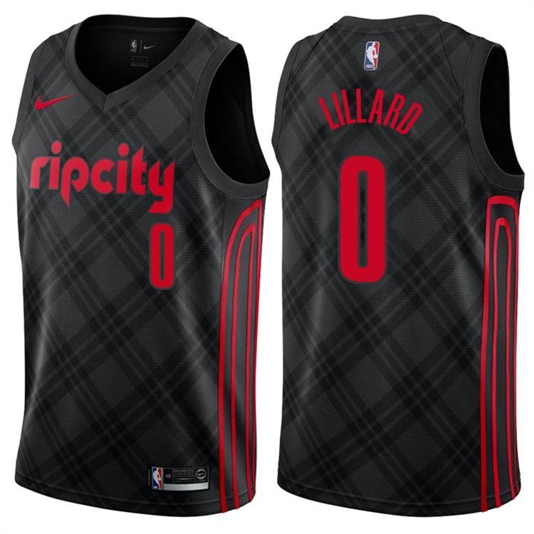 Баскетбольная джерси 2017-18 Damian Lillard Blazers #0 City Black