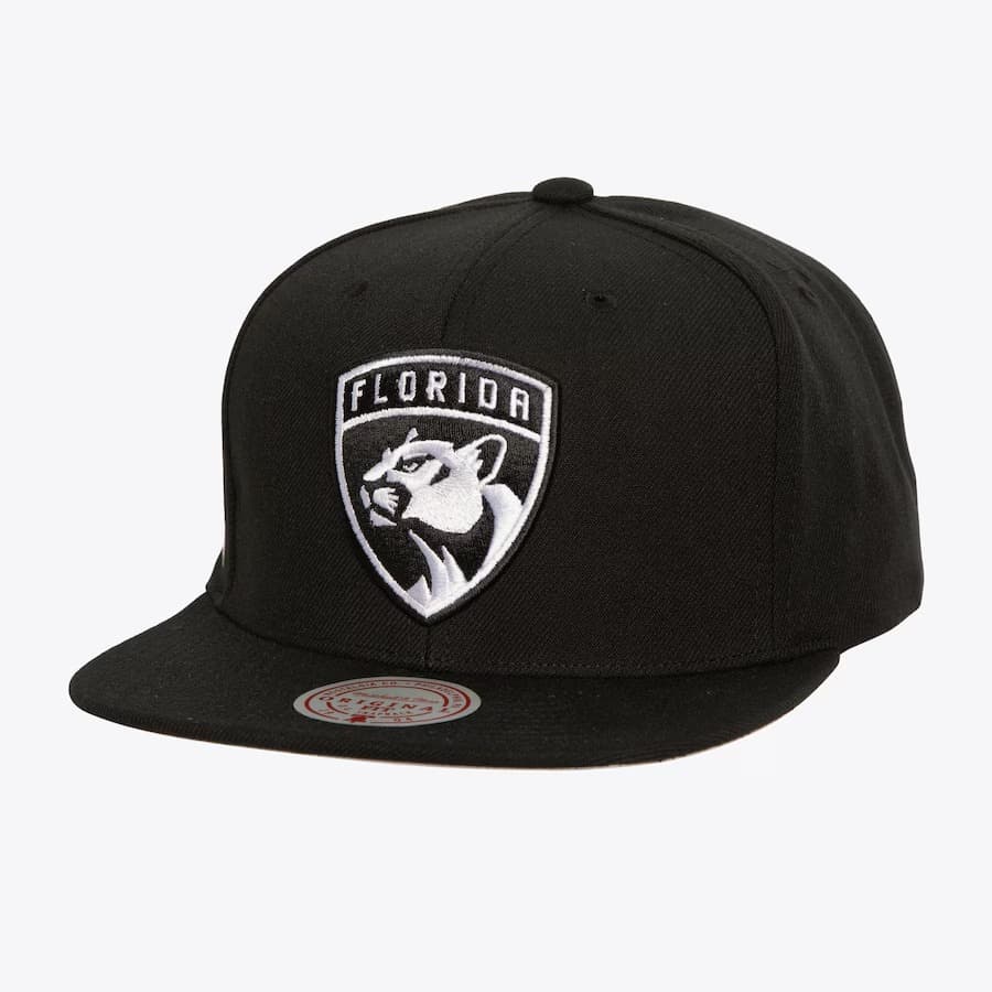 Бейсболка Mitchell & Ness Black White Florida Panthers Evergreen OG Snapback Hat